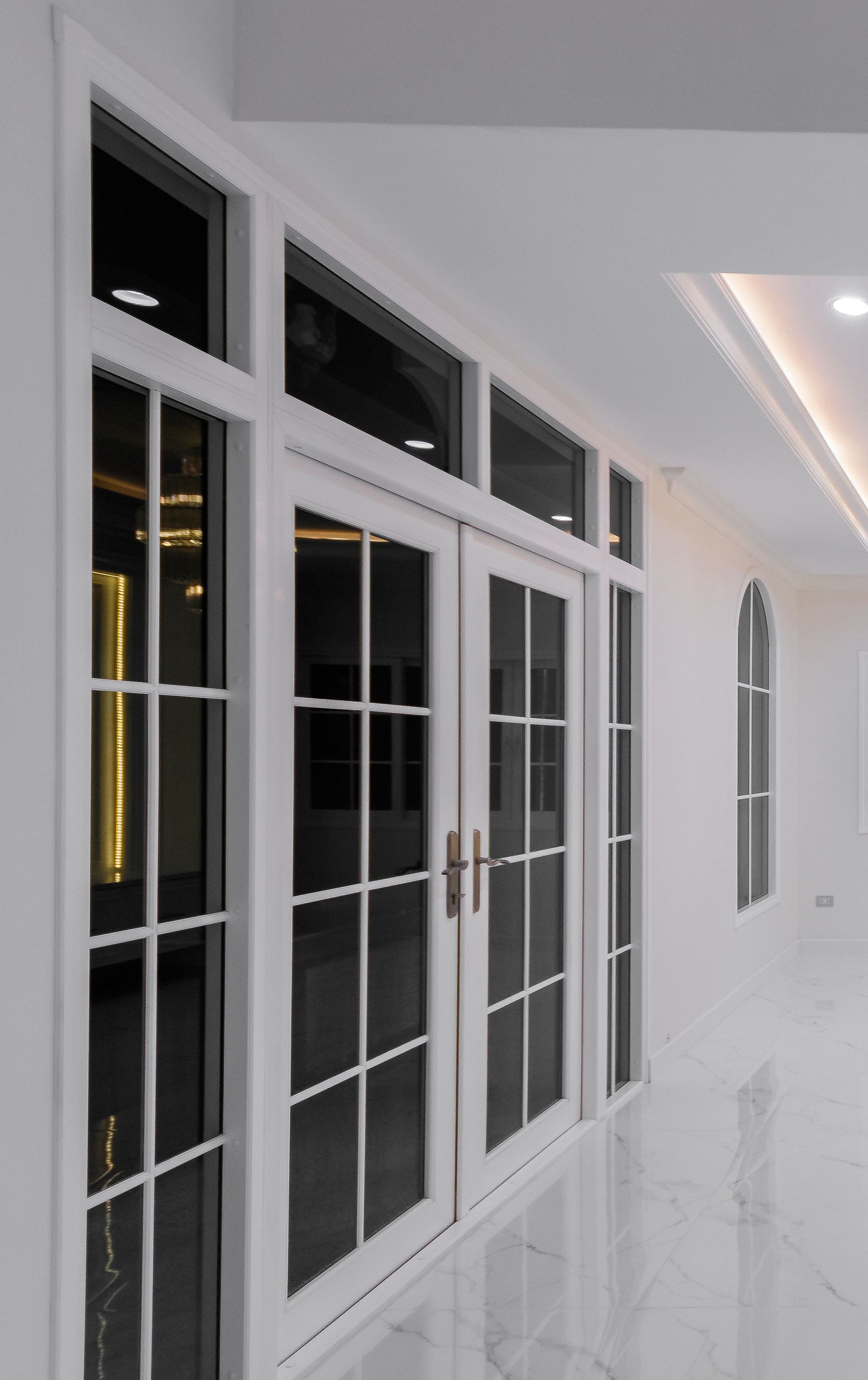 large white glass door in modern house